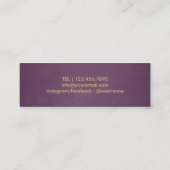 Makeup Artist Gold Glitter Lips Moderne Paars Mini Visitekaartje (Achterkant)