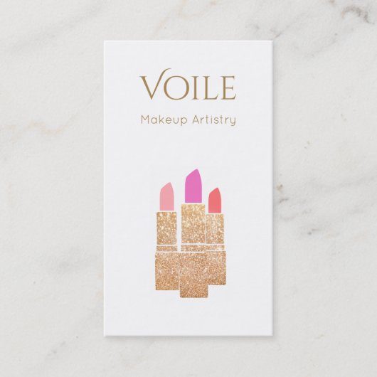 Makeup Artist Gold Glitter Lipstick Beauty Salon Visitekaartje (Voorkant)