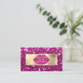 Makeup Artist Gold Glitter QR Code Logo Roze Lip B Visitekaartje (Staand voorkant)