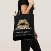 Makeup Artist Gold Kiss Lips Business Tote Bag (Dichtbij)