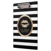 Makeup Artist Gold Kiss Modern Stripes Klembord (Links)