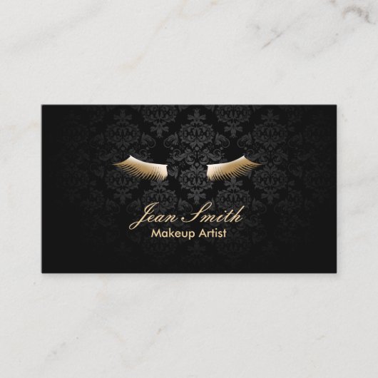 Makeup Artist Gold Lashes Elegant Damask Visitekaartje (Voorkant)