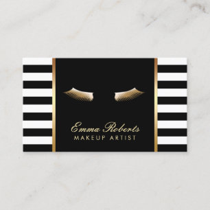 Makeup Artist Gold Lashes Moderne Stripes Visitekaartje