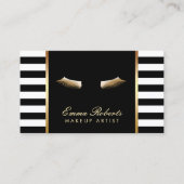 Makeup Artist Gold Lashes Moderne Stripes Visitekaartje (Voorkant)