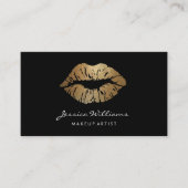 Makeup Artist Gold Lips Black Visitekaartje (Voorkant)