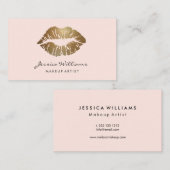 Makeup Artist Gold Lips Blush Pink Visitekaartje (Voorkant / Achterkant)