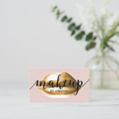 Makeup Artist Gold Lips Classy Typography Girly Visitekaartje (Staand voorkant)