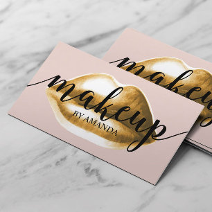 Makeup Artist Gold Lips Classy Typography Girly Visitekaartje
