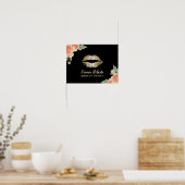 Makeup Artist Gold Lips  Floral Salon Poster (Keuken)