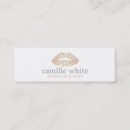 Makeup Artist Gold Lips Mini Visitekaartje (Voorkant)