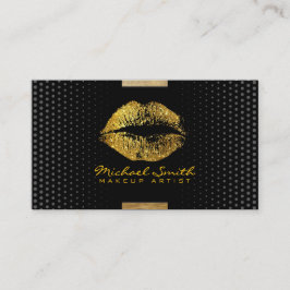 Makeup Artist Gold Lips Modern Polka Dot #12 Visitekaartje