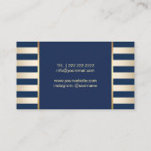 Makeup Artist Gold Lips Navy Blue & Golden Stripes Visitekaartje (Achterkant)