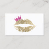 Makeup Artist Gold Lips Roze Crown Beauty Salon Visitekaartje (Voorkant)