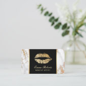 Makeup Artist Gold Lips Salon Luxury Marble Visitekaartje (Staand voorkant)