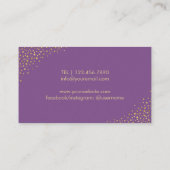Makeup Artist Gold Lips Salon Modern Paars Visitekaartje (Achterkant)