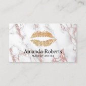 Makeup Artist Gold Lips Trendy White Marble Visitekaartje (Voorkant)
