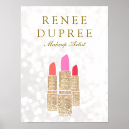Makeup Artist Gold Lipstick Bokeh Beauty Poster