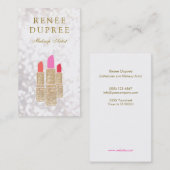 Makeup Artist Gold Lipstick Bokeh Beauty Visitekaartje (Voorkant / Achterkant)