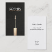Makeup Artist Gold Mascara Logo Faux Black Linen Visitekaartje (Voorkant / Achterkant)