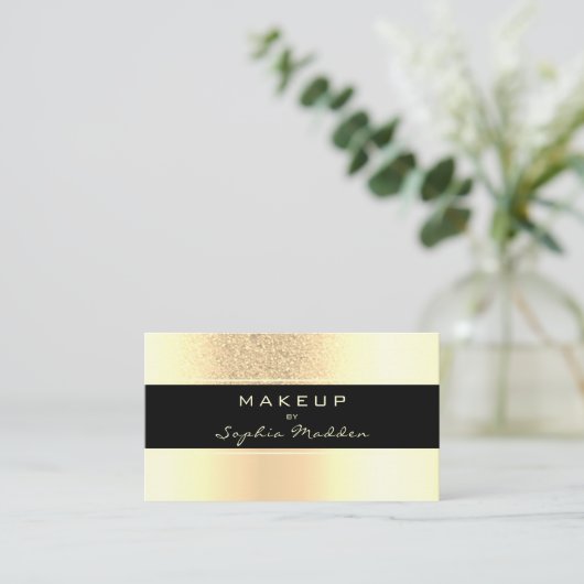 Makeup Artist Gold Ombre Trendy Glitter Visitekaartje (Staand voorkant)