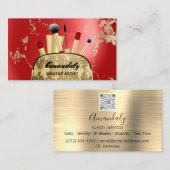 Makeup Artist Gold QR Code Logo Brussel Marble Bu Visitekaartje (Voorkant / Achterkant)
