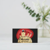 Makeup Artist Gold QR Code Logo Brussel Red Busin Visitekaartje (Staand voorkant)