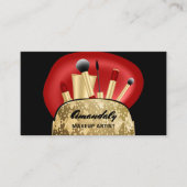 Makeup Artist Gold QR Code Logo Brussel Red Busin Visitekaartje (Voorkant)