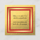 Makeup Artist Gold Red Lips Blush Vierkante Visitekaartje (Achterkant)