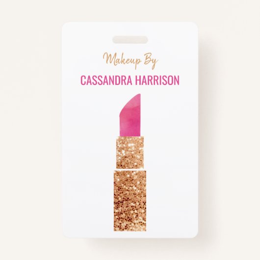 Makeup Artist Gold Sequin Waterverf Beauty Salon Badge (Voorkant)