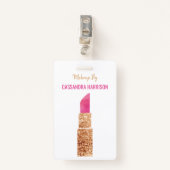 Makeup Artist Gold Sequin Waterverf Beauty Salon Badge (Voorkant met clip)