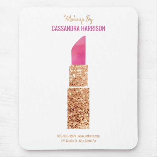 Makeup Artist Gold Sequin Waterverf Beauty Salon Muismat (Voorkant)