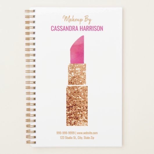 Makeup Artist Gold Sequin Waterverf Beauty Salon Planner (Voorkant)