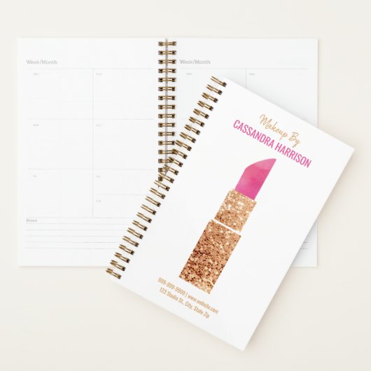 Makeup Artist Gold Sequin Waterverf Beauty Salon Planner (Display)
