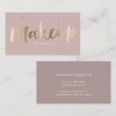 Makeup Artist Gold Sequins Elegant Dusty Pink Visitekaartje (Voorkant / Achterkant)