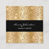 Makeup Artist Gold Sparkle Cheetah Vierkante Visitekaartje (Voorkant)