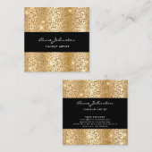 Makeup Artist Gold Sparkle Cheetah Vierkante Visitekaartje (Voorkant / Achterkant)