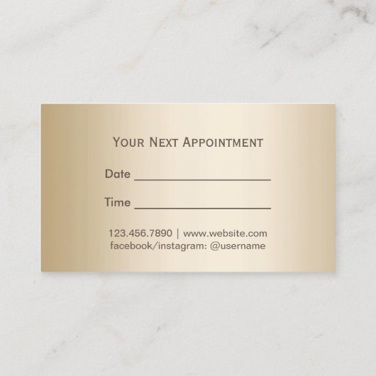 Makeup Artist Gold Striped Damask Appointing Afsprakenkaartje (Achterkant)