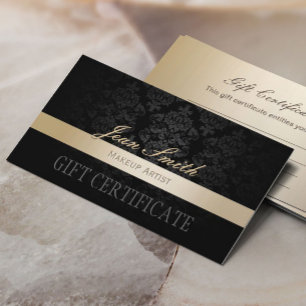 Makeup Artist Gold Striped Gift Certificate Kortingskaartje