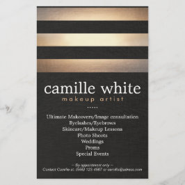 Makeup Artist Gold Stripes Stijlvolle Beauty Salon Flyer