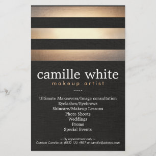 Makeup Artist Gold Stripes Stijlvolle Beauty Salon Flyer