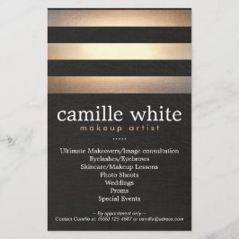 Makeup Artist Gold Stripes Stijlvolle Beauty Salon Flyer