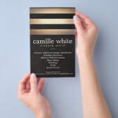 Makeup Artist Gold Stripes Stijlvolle Beauty Salon Flyer (Hand)