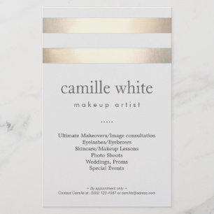 Makeup Artist Gold Stripes Stijlvolle Beauty Salon Flyer