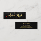 Makeup Artist Gold Typography Modern Black Glitter Mini Visitekaartje (Voorkant / Achterkant)
