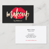 Makeup Artist Gold Typography Red Lipstick Kiss Visitekaartje (Voorkant / Achterkant)