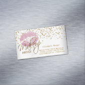 Makeup Artist - Goud Confetti en Roze Lips Magnetisch Visitekaartje (Voorbeeld)