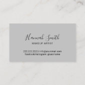 Makeup Artist Gray & Gold Typography Beauty Salon Visitekaartje (Achterkant)