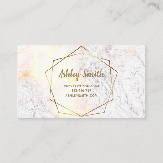 Makeup Artist Gray Marble Geometric Gold Elegant Visitekaartje (Achterkant)