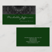 Makeup Artist Gray Pattern Green Visitekaartje (Voorkant / Achterkant)