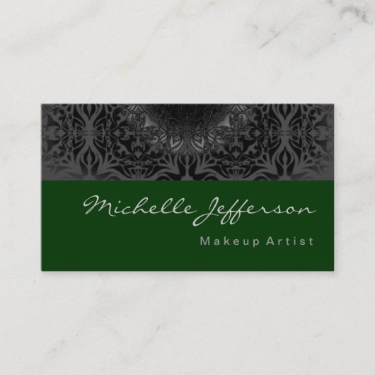 Makeup Artist Gray Pattern Green Visitekaartje (Voorkant)